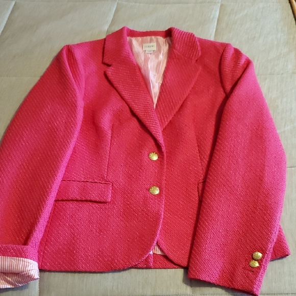 J. Crew Jackets & Blazers - J. Crew Bright Pink Tweet Blazer with Gold Buttons